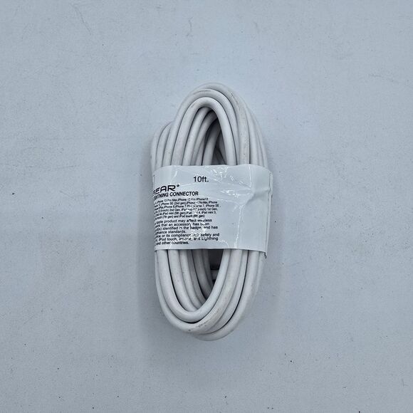 10 Foot White Wireless Gear Charging Cable Heavy Duty For iPhone/iPad New - Picture 1 of 5